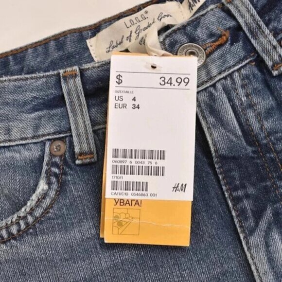 NWT H&M Jean Shorts Distressed Blue Denim Cut  Offs Size 4 - Picture 5 of 10